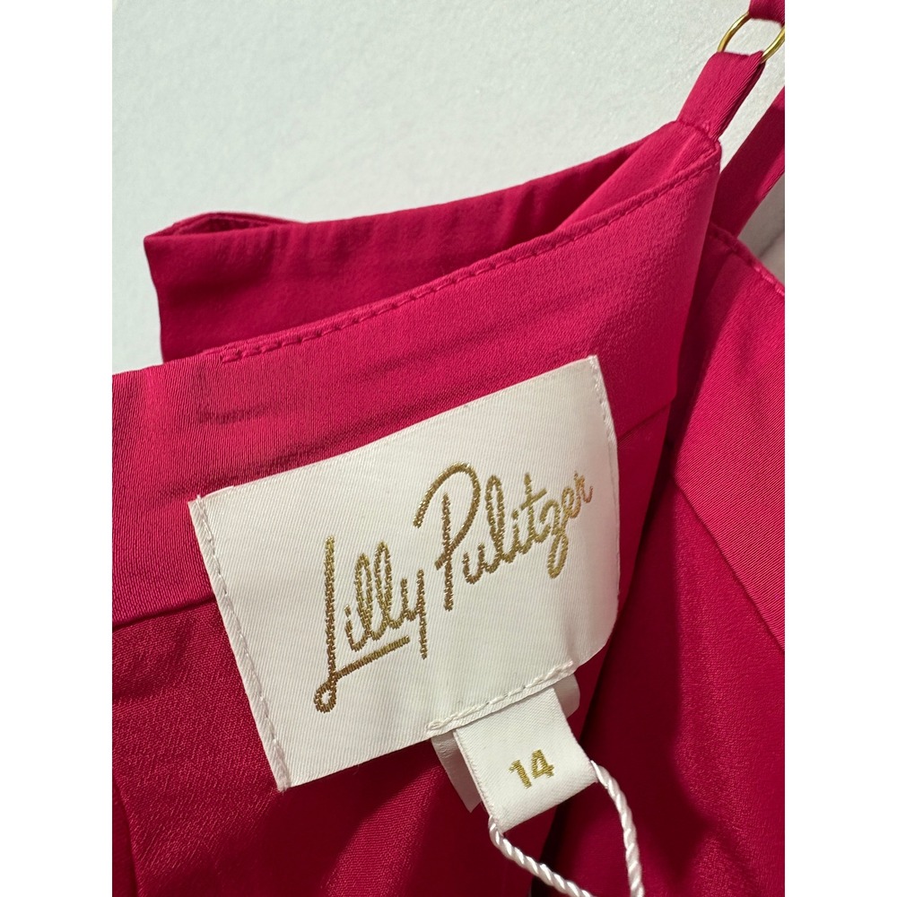Lilly Pulitzer Jean Maxi Dress Raspberry Rouge Pink Bow 017290 Size 14 - Picture 5 of 13